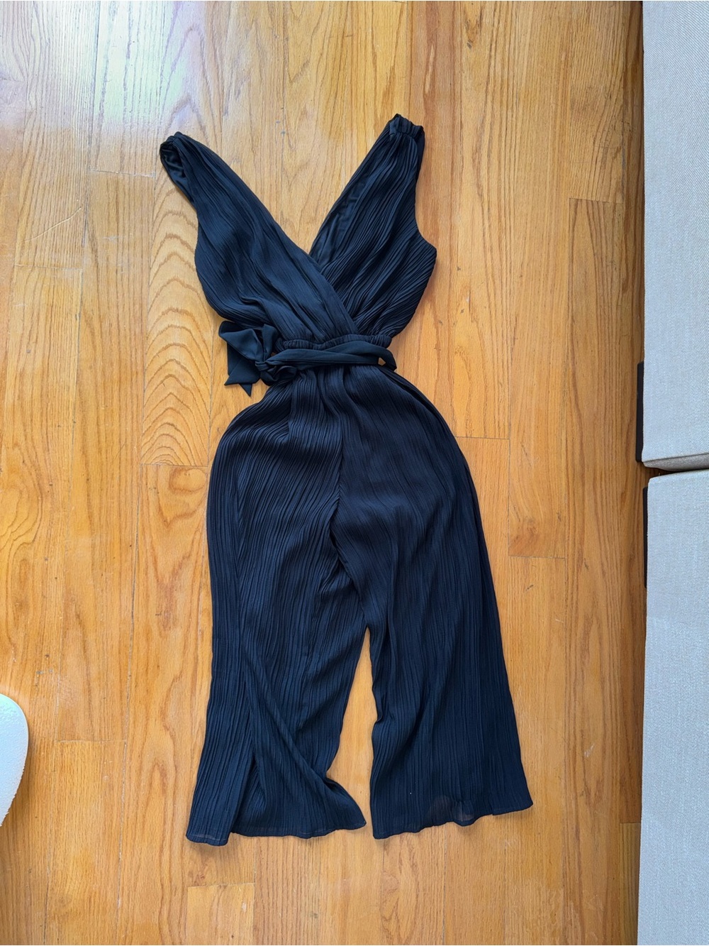 Express Black Pleated Wrap Jumpsuit